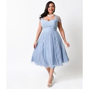 Unique Vintage Light Blue Midi Dress